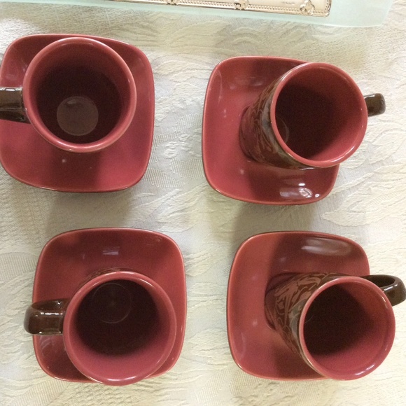 Espresso cups with square saucer (Set of 4) - Picture 4 of 6